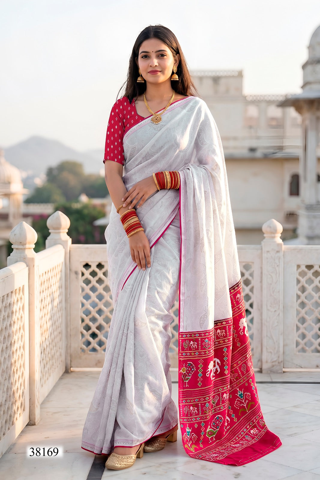 Vallabhi Aasman Vol-02 Moss Fabric Fancy Saree Set - Swarovski Work Designer Party Wear Sarees - 6 PCS - M.R. Saree Emporium