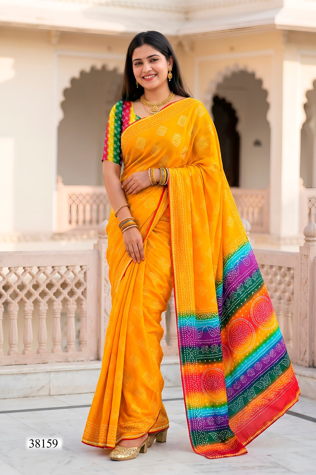 Vallabhi Aasman Vol-03 Moss Fabric Fancy Saree Set - Swarovski Work Designer Party Wear Sarees - 6 PCS - M.R. Saree Emporium
