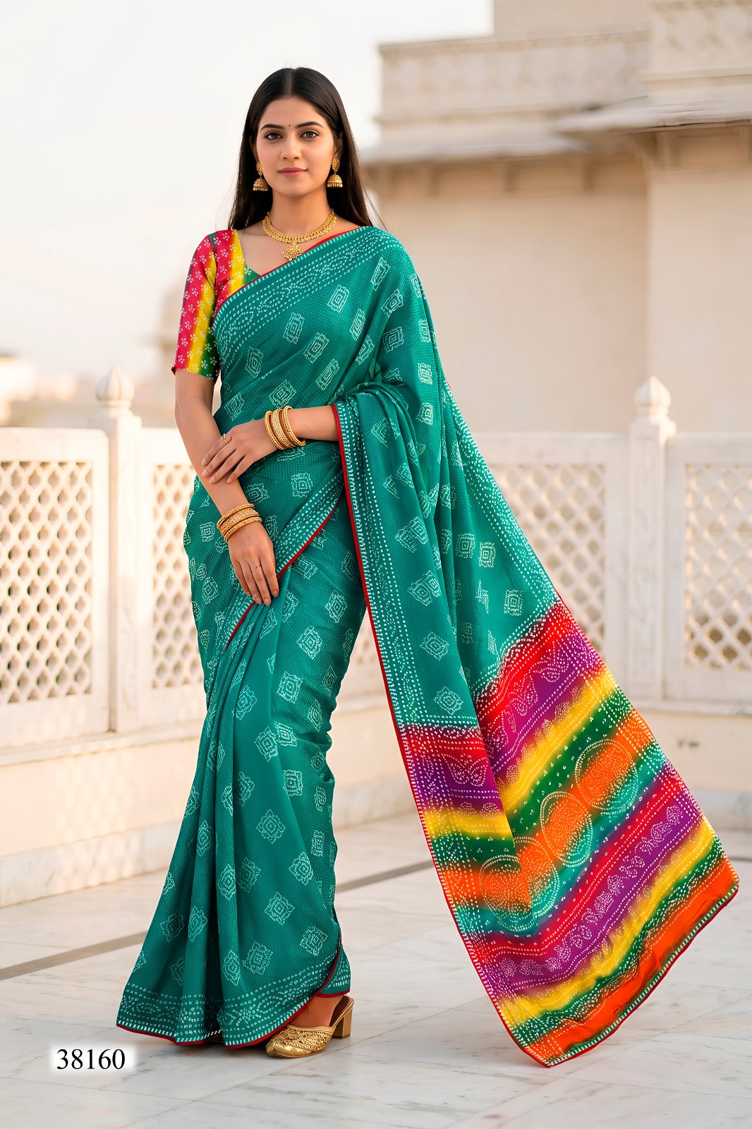 Vallabhi Aasman Vol-03 Moss Fabric Fancy Saree Set - Swarovski Work Designer Party Wear Sarees - 6 PCS - M.R. Saree Emporium