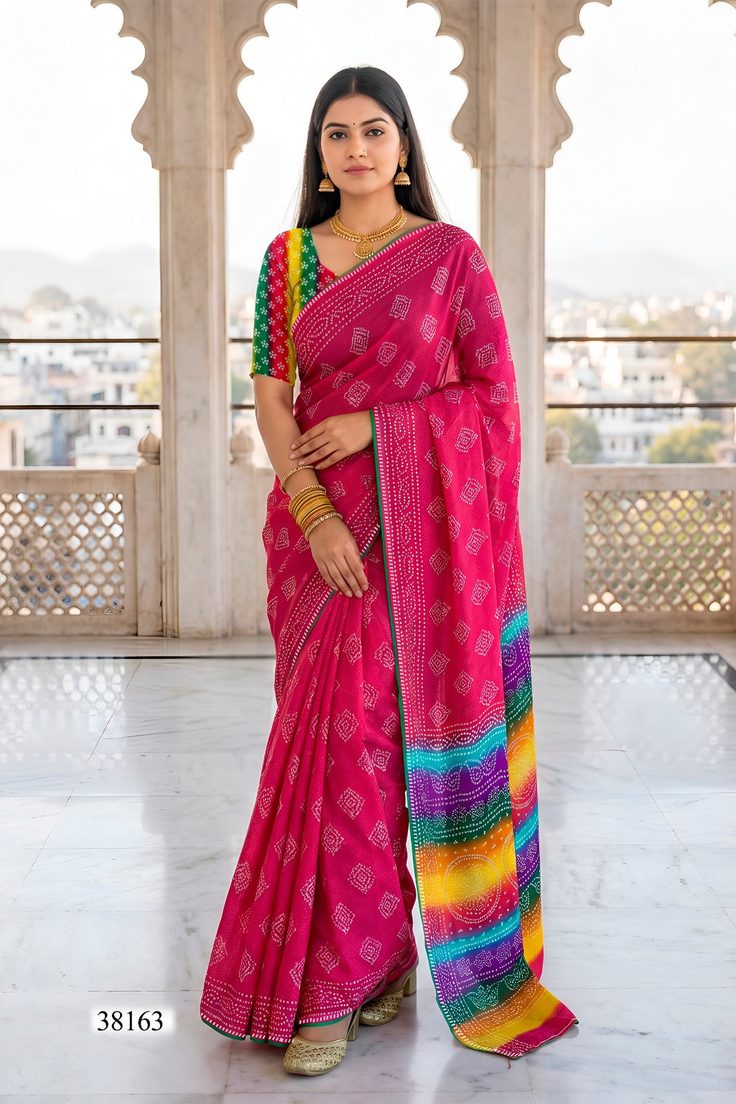 Vallabhi Aasman Vol-03 Moss Fabric Fancy Saree Set - Swarovski Work Designer Party Wear Sarees - 6 PCS - M.R. Saree Emporium
