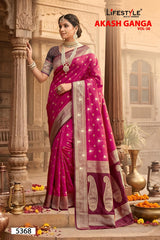 Lifestyle AKASH GANGA VOL-38 6 Pcs Set Designer Silk Saree