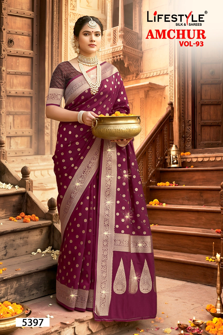 Lifestyle AMCHUR VOL-93 6 Pcs Set Designer Silk Saree