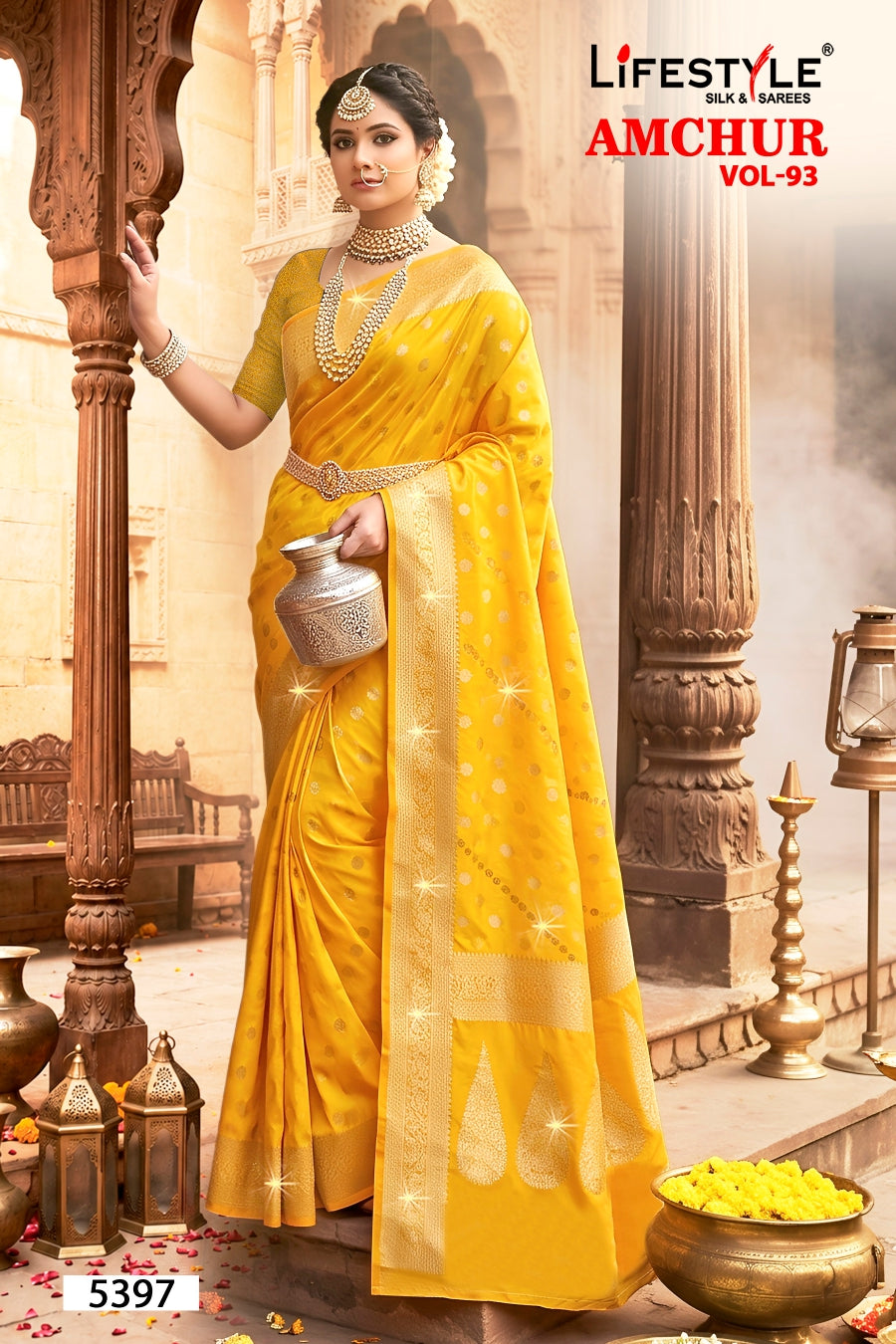 Lifestyle AMCHUR VOL-93 6 Pcs Set Designer Silk Saree