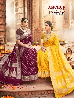 Lifestyle AMCHUR VOL-93 6 Pcs Set Designer Silk Saree