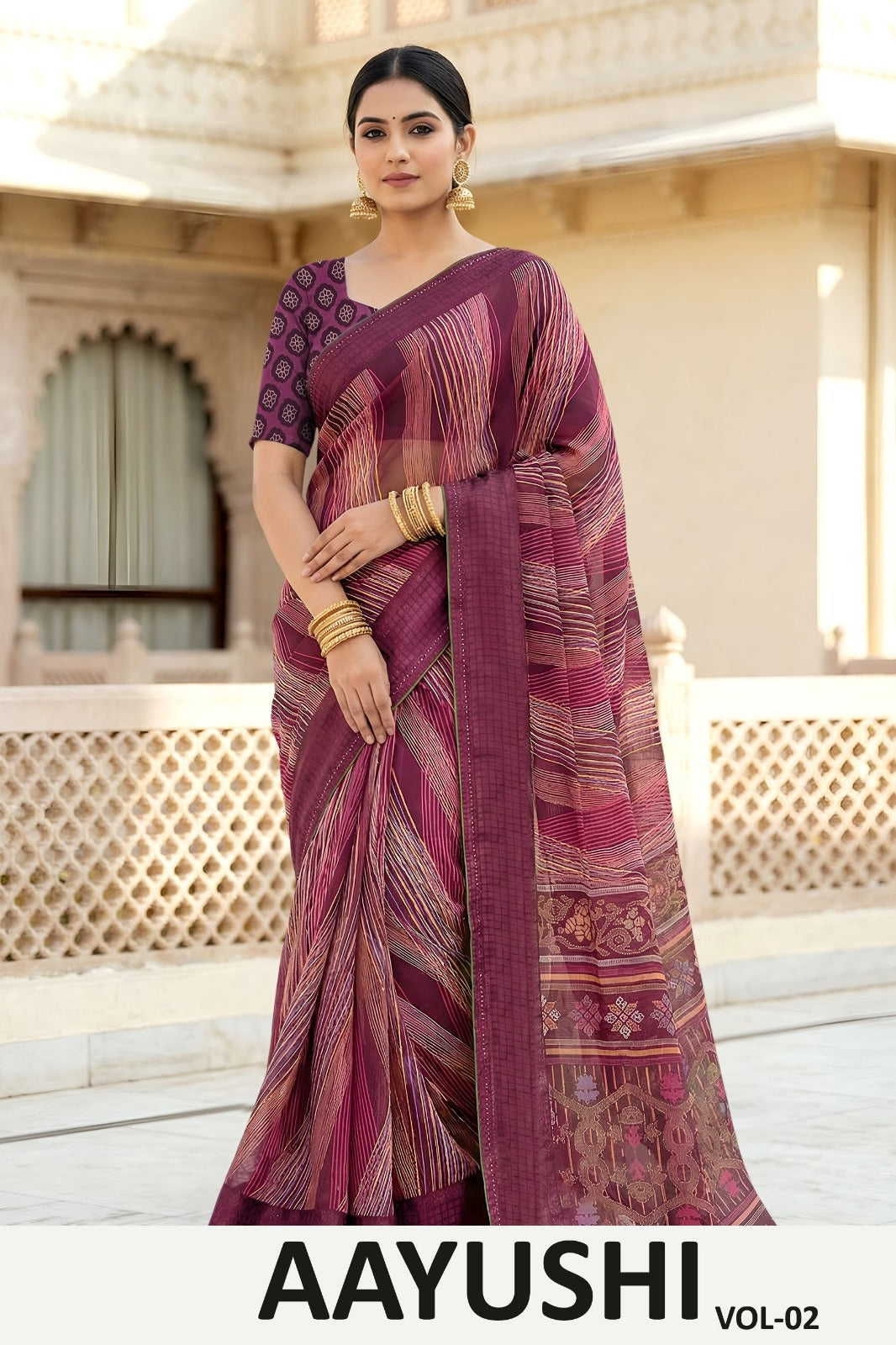 Vallabhi Aayushi Vol-02 Moss Fabric Fancy Saree Set - Designer Party Wear Sarees - 6 PCS - M.R. Saree Emporium