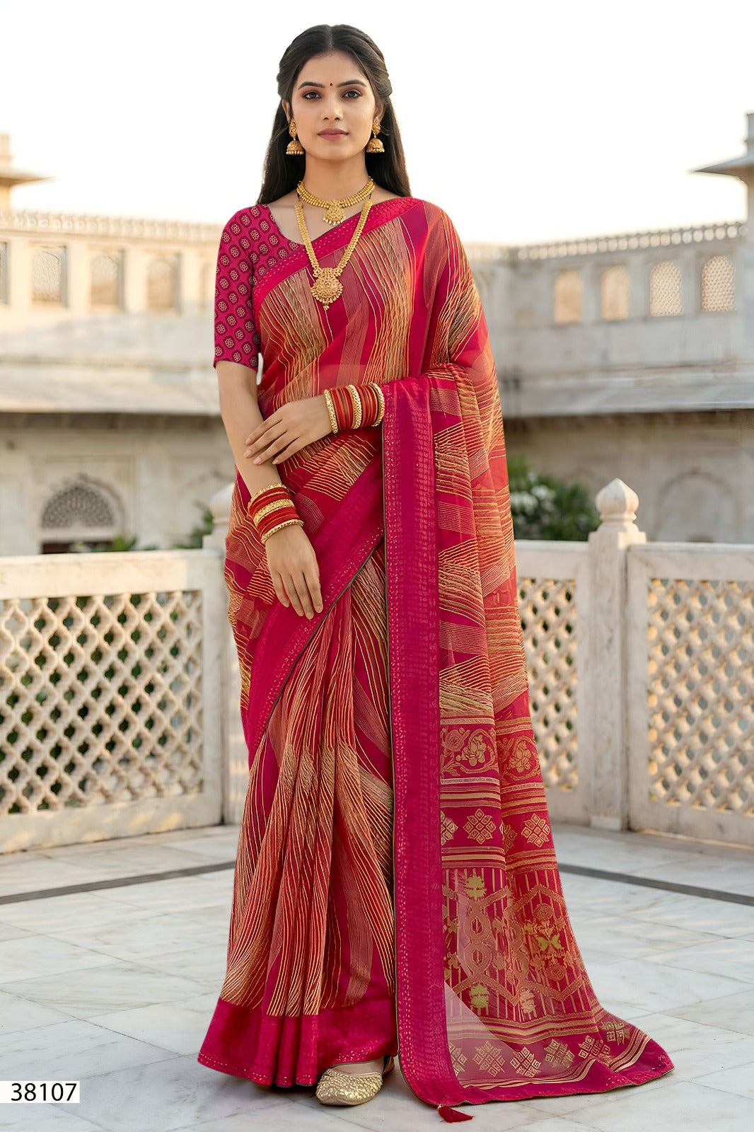 Vallabhi Aayushi Vol-02 Moss Fabric Fancy Saree Set - Designer Party Wear Sarees - 6 PCS - M.R. Saree Emporium