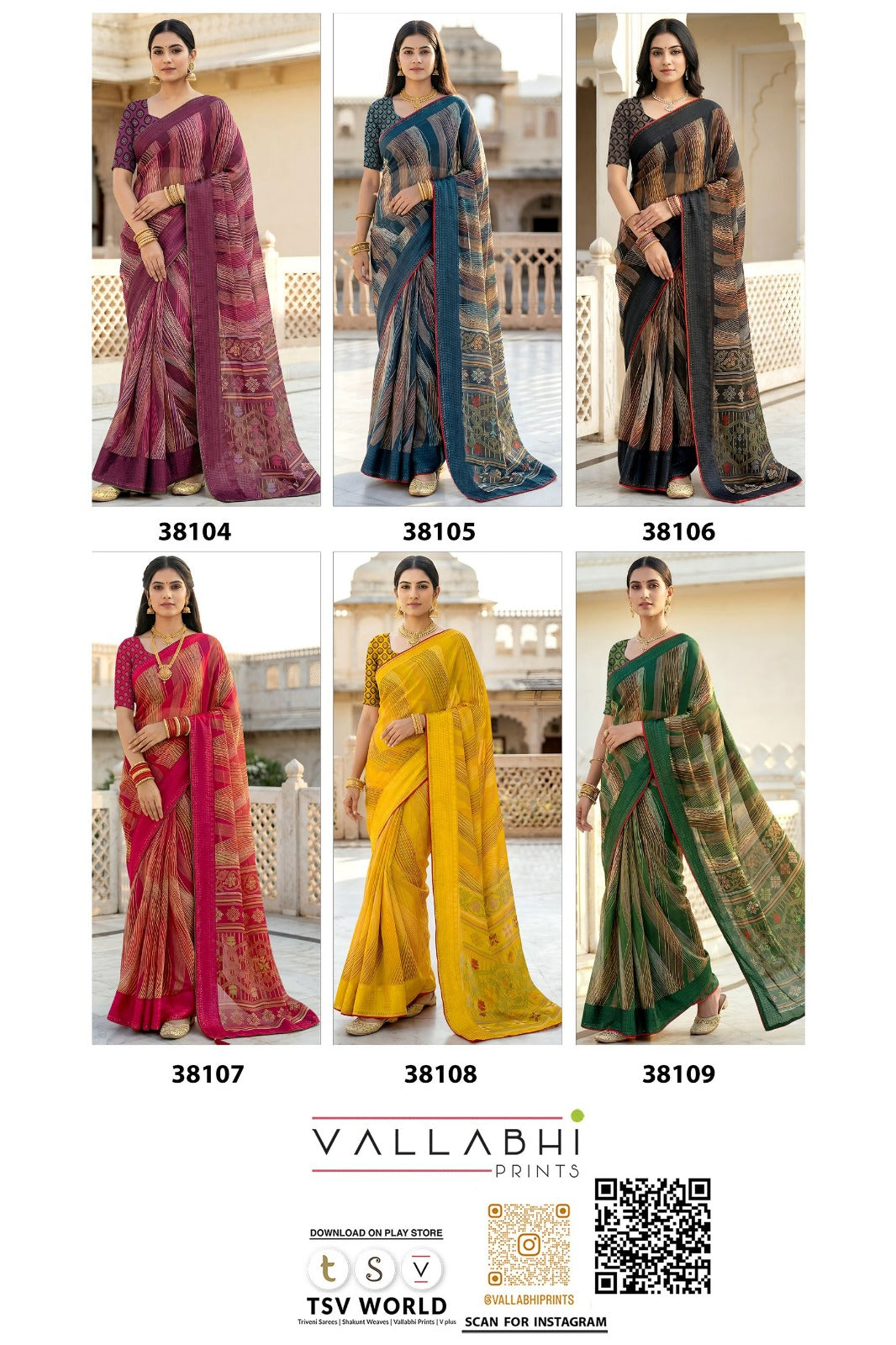 Vallabhi Aayushi Vol-02 Moss Fabric Fancy Saree Set - Designer Party Wear Sarees - 6 PCS - M.R. Saree Emporium