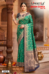 Lifestyle Akash Ganga Vol-39 Designer Silk Saree - 6 Pcs Set