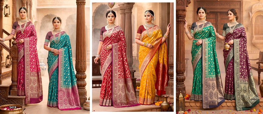 Lifestyle Akash Ganga Vol-39 Designer Silk Saree - 6 Pcs Set