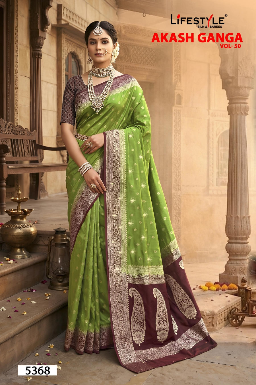 Lifestyle Akash Ganga Vol-50 Designer Saree - 6 Pcs Set