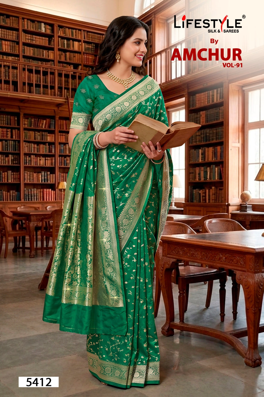 Lifestyle Amchur Vol-91 Designer Printed Saree - 6 Pcs Set
