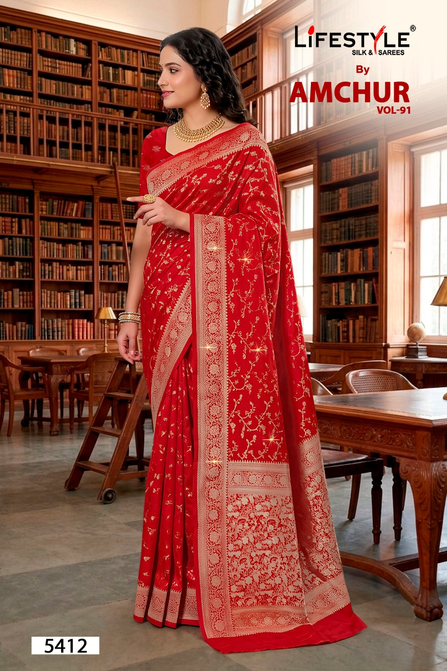 Lifestyle Amchur Vol-91 Designer Printed Saree - 6 Pcs Set