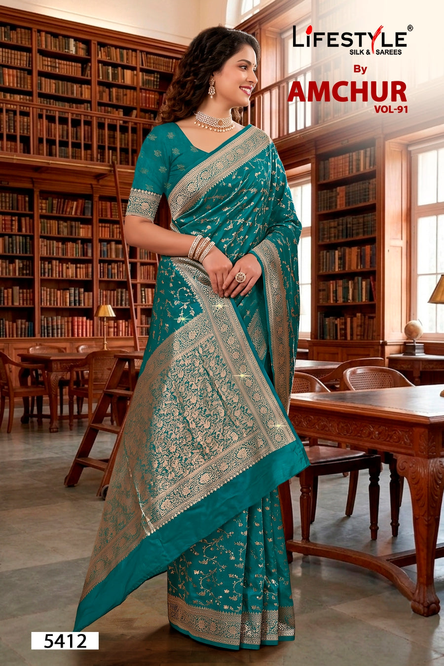 Lifestyle Amchur Vol-91 Designer Printed Saree - 6 Pcs Set
