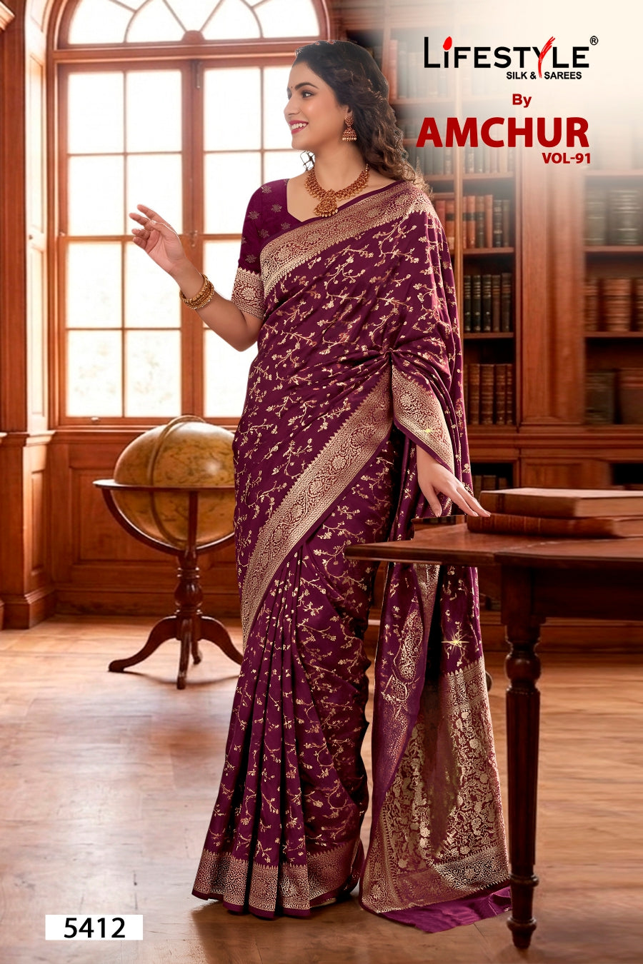 Lifestyle Amchur Vol-91 Designer Printed Saree - 6 Pcs Set
