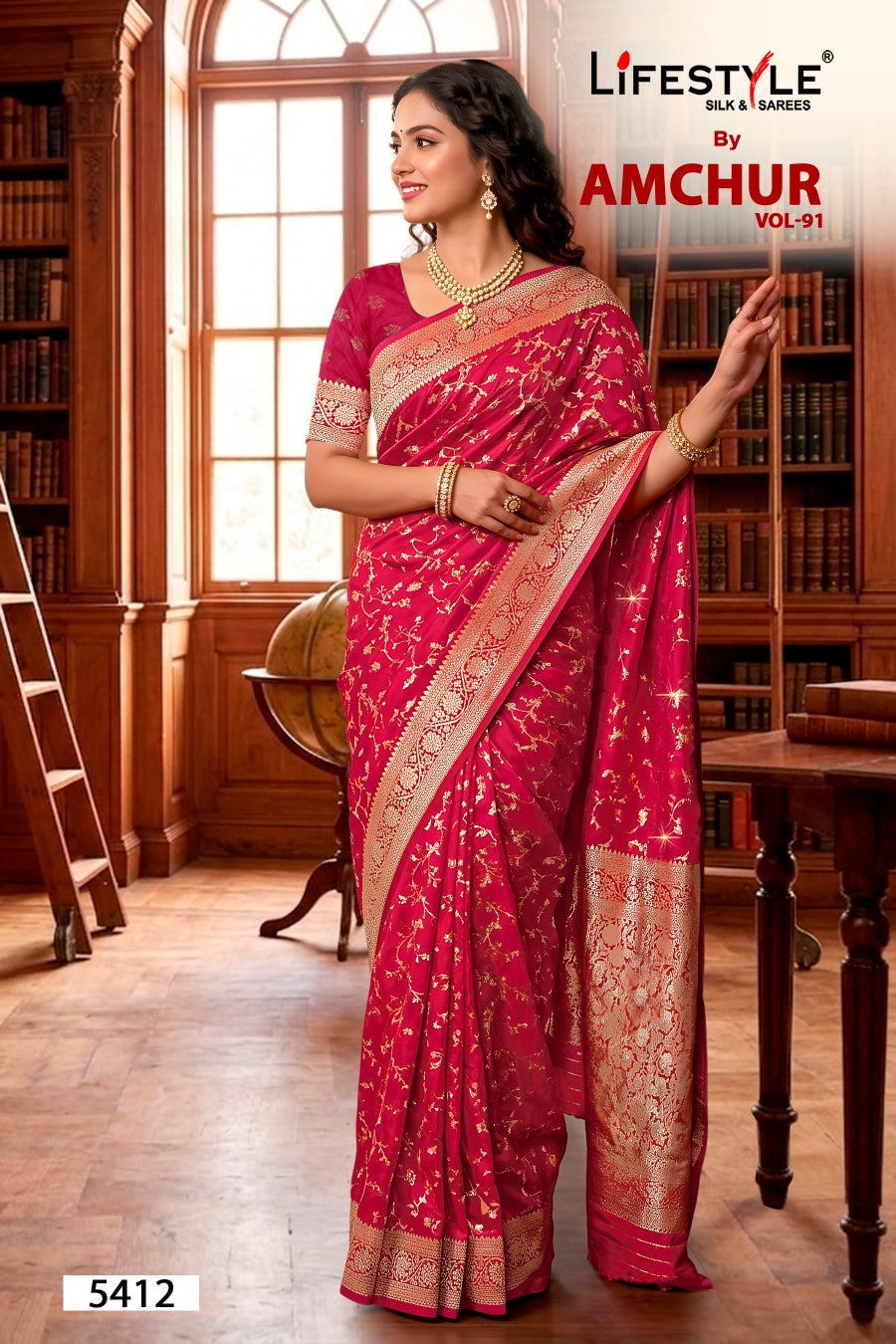Lifestyle Amchur Vol-91 Designer Printed Saree - 6 Pcs Set