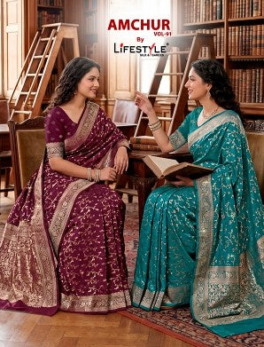 Lifestyle Amchur Vol-91 Designer Printed Saree - 6 Pcs Set