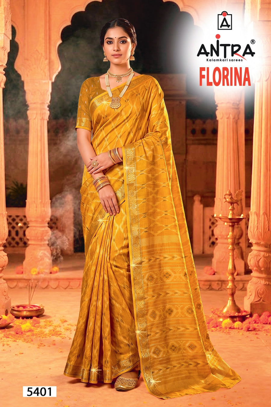 Antra Florina Premium Fancy Silk Designer Saree - 6 PCS Wholesale Set