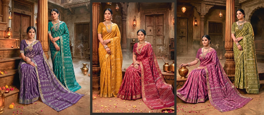 Antra Florina Premium Fancy Silk Designer Saree - 6 PCS Wholesale Set