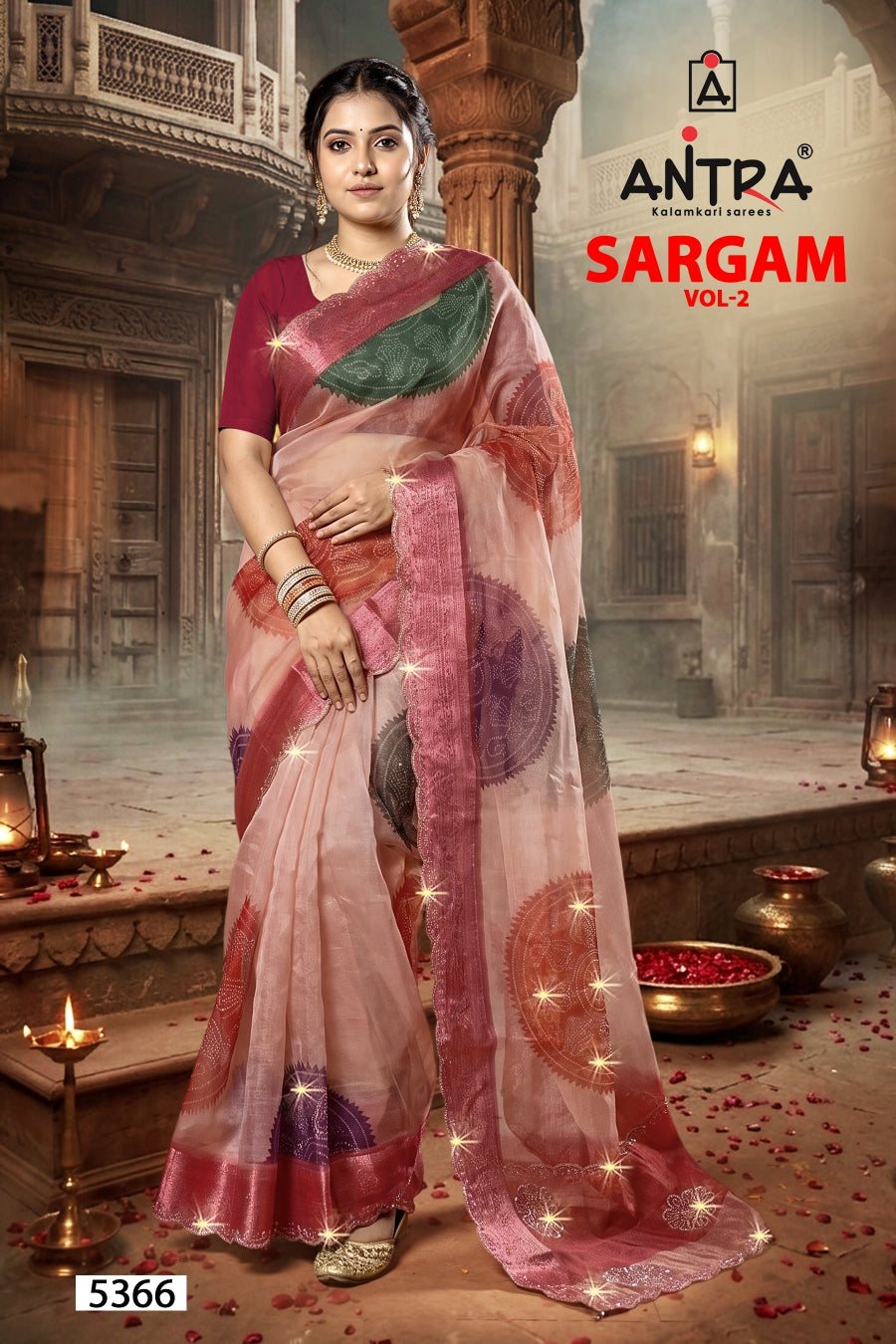Antra Sargam Vol-2 Fancy Lucknawi Silk Designer Saree - 4 PCS Wholesale Set