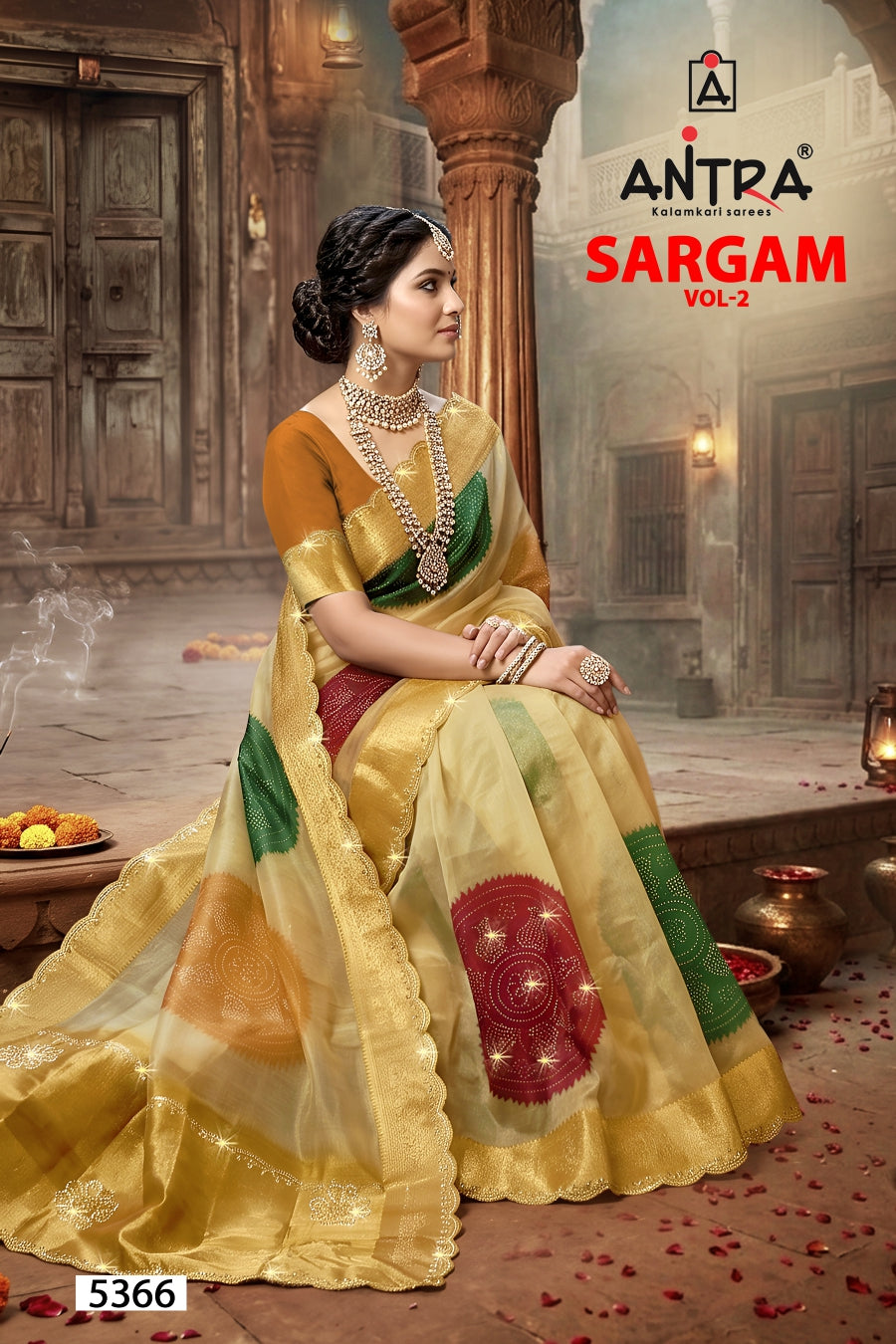 Antra Sargam Vol-2 Fancy Lucknawi Silk Designer Saree - 4 PCS Wholesale Set