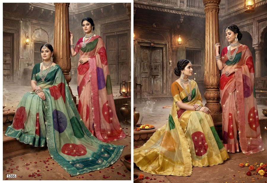 Antra Sargam Vol-2 Fancy Lucknawi Silk Designer Saree - 4 PCS Wholesale Set