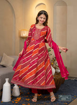 Prasang Vol 3 – Anarkali Gown Set | Heavy Reyon Foil Print with Embroidery | Chinon Dupatta – M.R. Saree Emporium