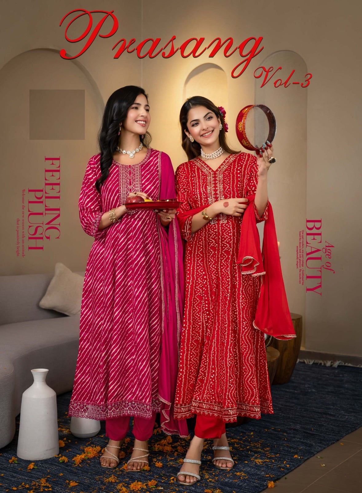 Prasang Vol 3 – Anarkali Gown Set | Heavy Reyon Foil Print with Embroidery | Chinon Dupatta – M.R. Saree Emporium