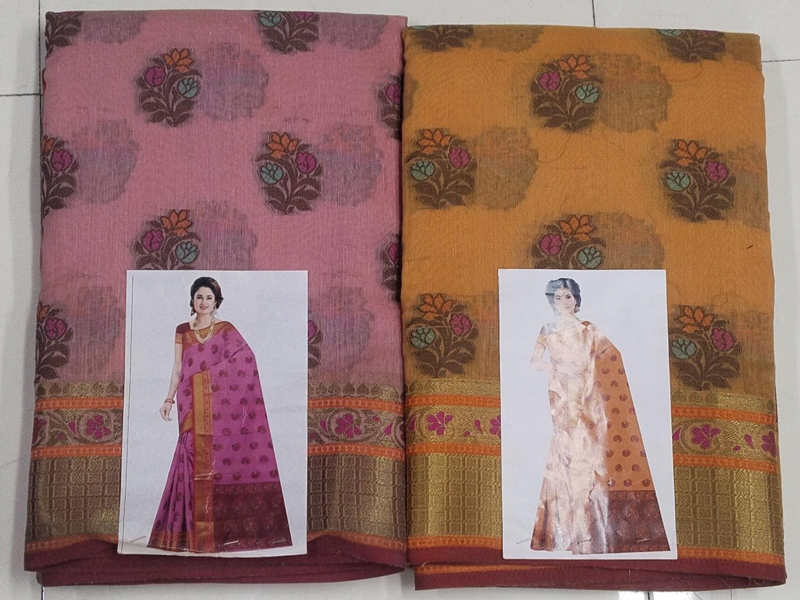 Cotton Silk Saree Set - 2 Pcs Set - Butta Design - Rich Zari Border - With Blouse - Apsara Collection - M.R. Saree Emporium