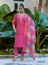 Kailee Aramya Vol 1 - Roman Silk Embroidery Kurti Pant And Dupatta Set - M.R. Saree Emporium