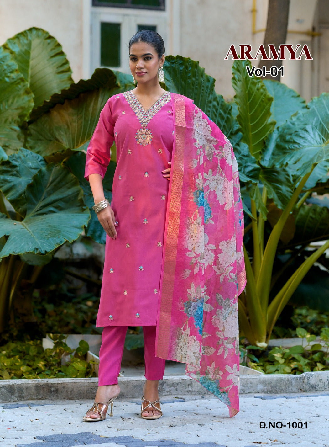 Kailee Aramya Vol 1 - Roman Silk Embroidery Kurti Pant And Dupatta Set - M.R. Saree Emporium