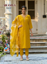 Kailee Aramya Vol 1 - Roman Silk Embroidery Kurti Pant And Dupatta Set - M.R. Saree Emporium