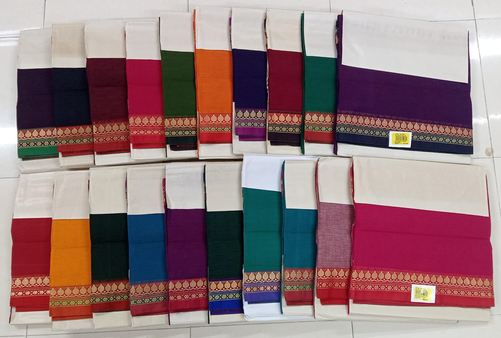 Avanika Plain Cotton Saree Collection – 20 Pcs Set-Traditional Zari Border-M.R. Saree Emporium
