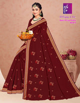 B. Vijay & Co. Rani Priya Dark W.B.P Maroon Printed Cotton Saree – 8 Pcs Set-M.R. Saree Emporium