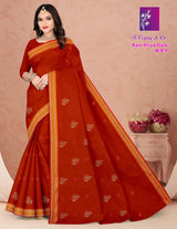 B. Vijay & Co. Rani Priya Dark W.B.P Maroon Printed Cotton Saree – 8 Pcs Set-M.R. Saree Emporium