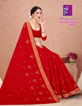 B. Vijay & Co. Rani Priya Dark W.B.P Maroon Printed Cotton Saree – 8 Pcs Set-M.R. Saree Emporium