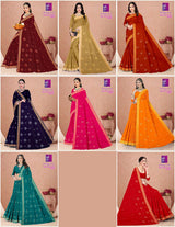 B. Vijay & Co. Rani Priya Dark W.B.P Maroon Printed Cotton Saree – 8 Pcs Set-M.R. Saree Emporium
