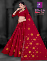 Dance Plus Cotton Saree with Elegant Embroidery Work – 8 Pcs Set -M.R. Saree Emporium