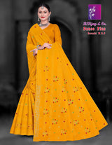 Dance Plus Cotton Saree with Elegant Embroidery Work – 8 Pcs Set -M.R. Saree Emporium