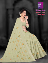 Dance Plus Cotton Saree with Elegant Embroidery Work – 8 Pcs Set -M.R. Saree Emporium