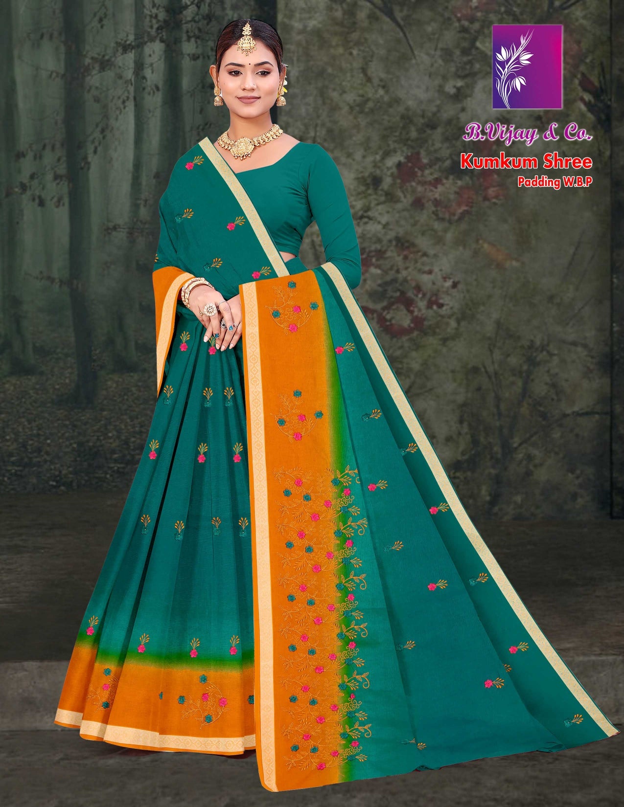 Kumkum Shree Padding W.B.P Cotton Saree – 8 Pcs Set-Wholesale-M.R. Saree Emporium
