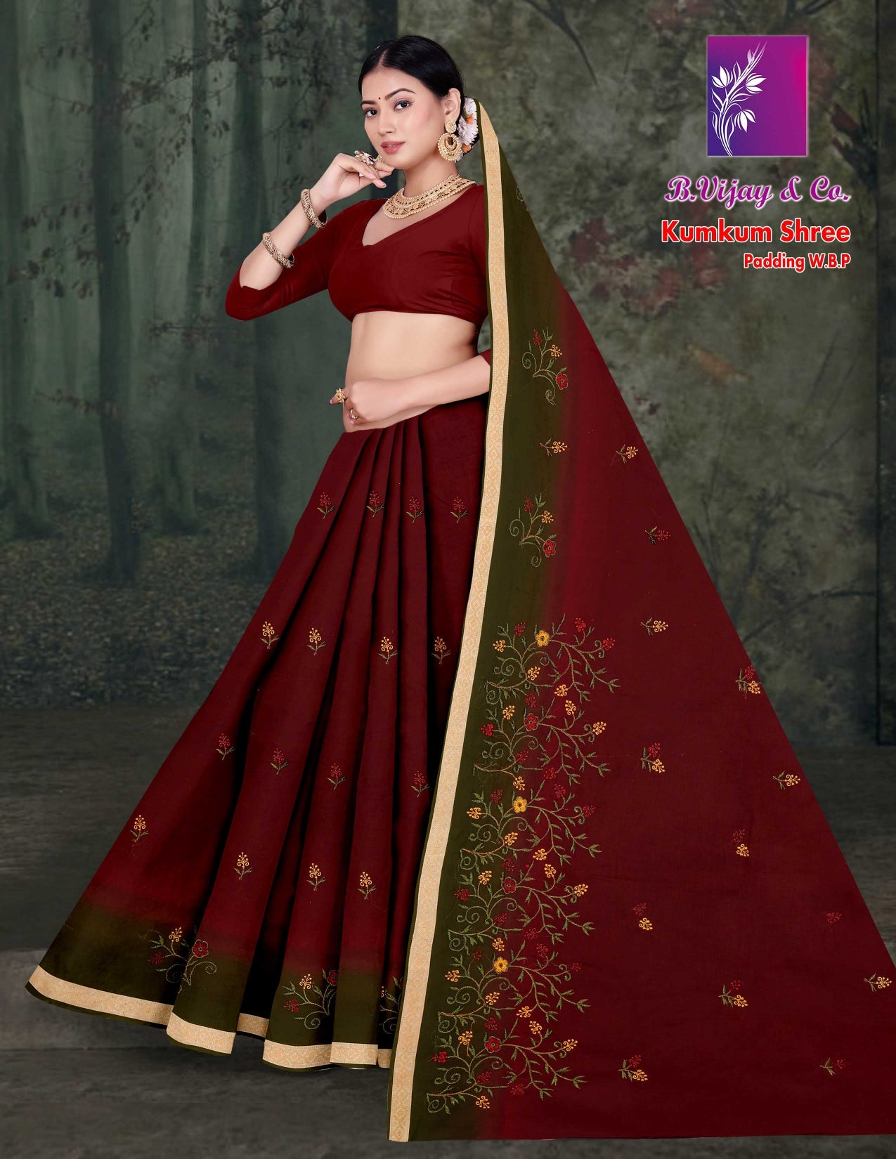 Kumkum Shree Padding W.B.P Cotton Saree – 8 Pcs Set-Wholesale-M.R. Saree Emporium