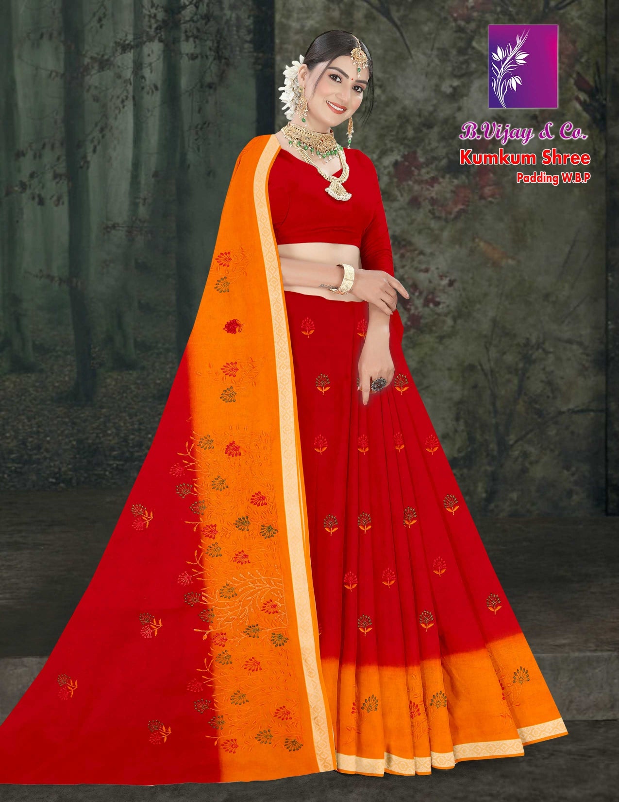 Kumkum Shree Padding W.B.P Cotton Saree – 8 Pcs Set-Wholesale-M.R. Saree Emporium