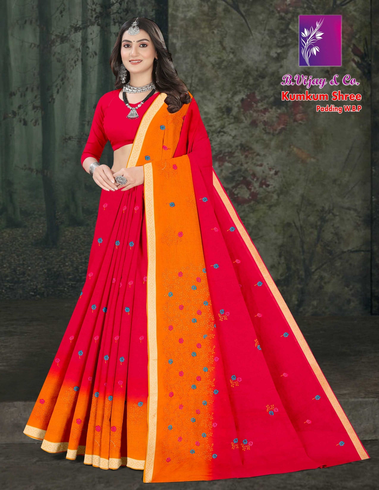 Kumkum Shree Padding W.B.P Cotton Saree – 8 Pcs Set-Wholesale-M.R. Saree Emporium