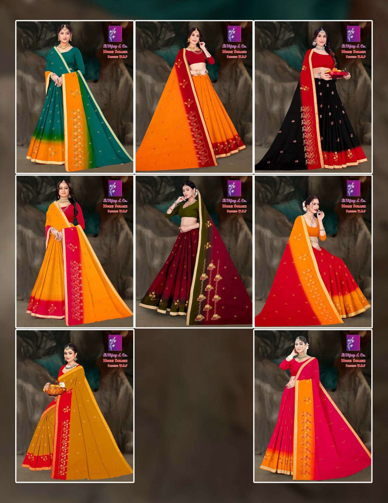 Morni Soraski Padding W.B.P Cotton Saree – 8 Pcs Set-Wholesale-M.R. Saree Emporium