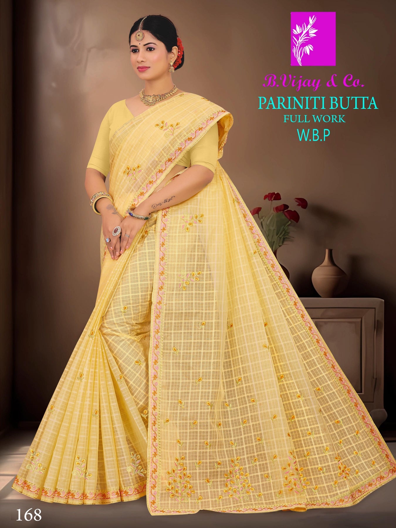 B. Vijay & Co. Pariniti Butta Full Work W.B.P Saree 8 Pcs Set-Designer Cotton Saree Collection – M.R. Saree Emporium