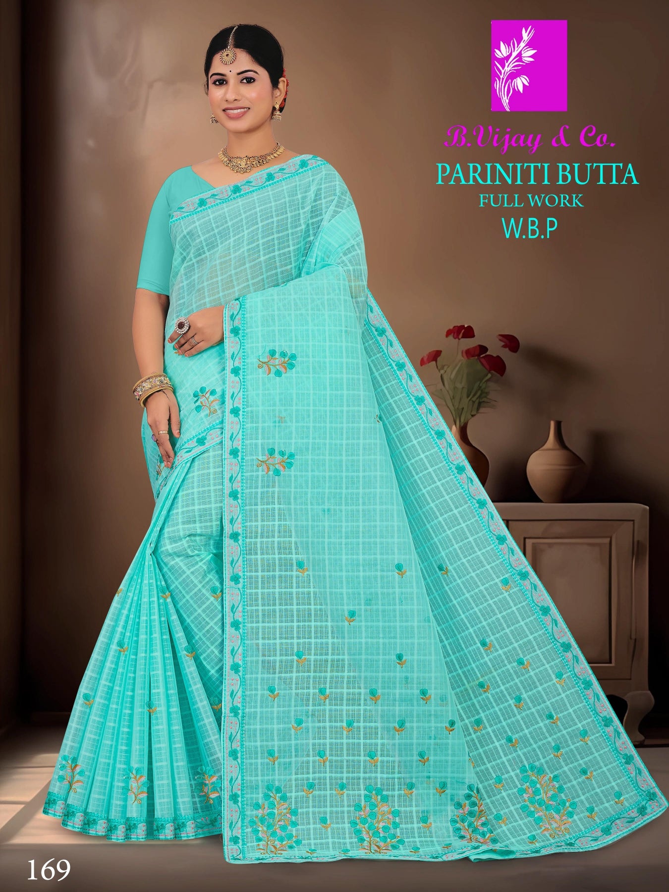 B. Vijay & Co. Pariniti Butta Full Work W.B.P Saree 8 Pcs Set-Designer Cotton Saree Collection – M.R. Saree Emporium