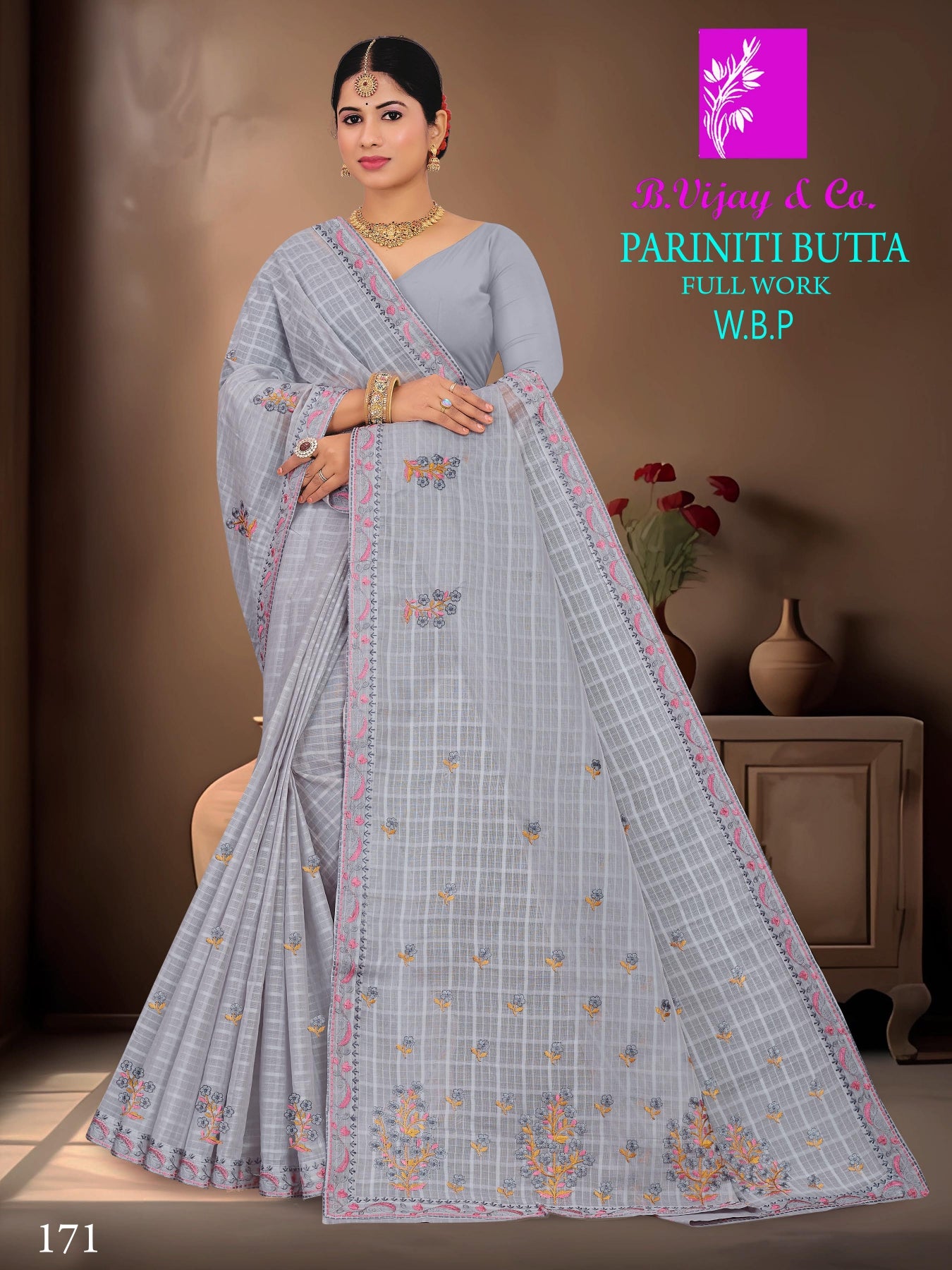 B. Vijay & Co. Pariniti Butta Full Work W.B.P Saree 8 Pcs Set-Designer Cotton Saree Collection – M.R. Saree Emporium
