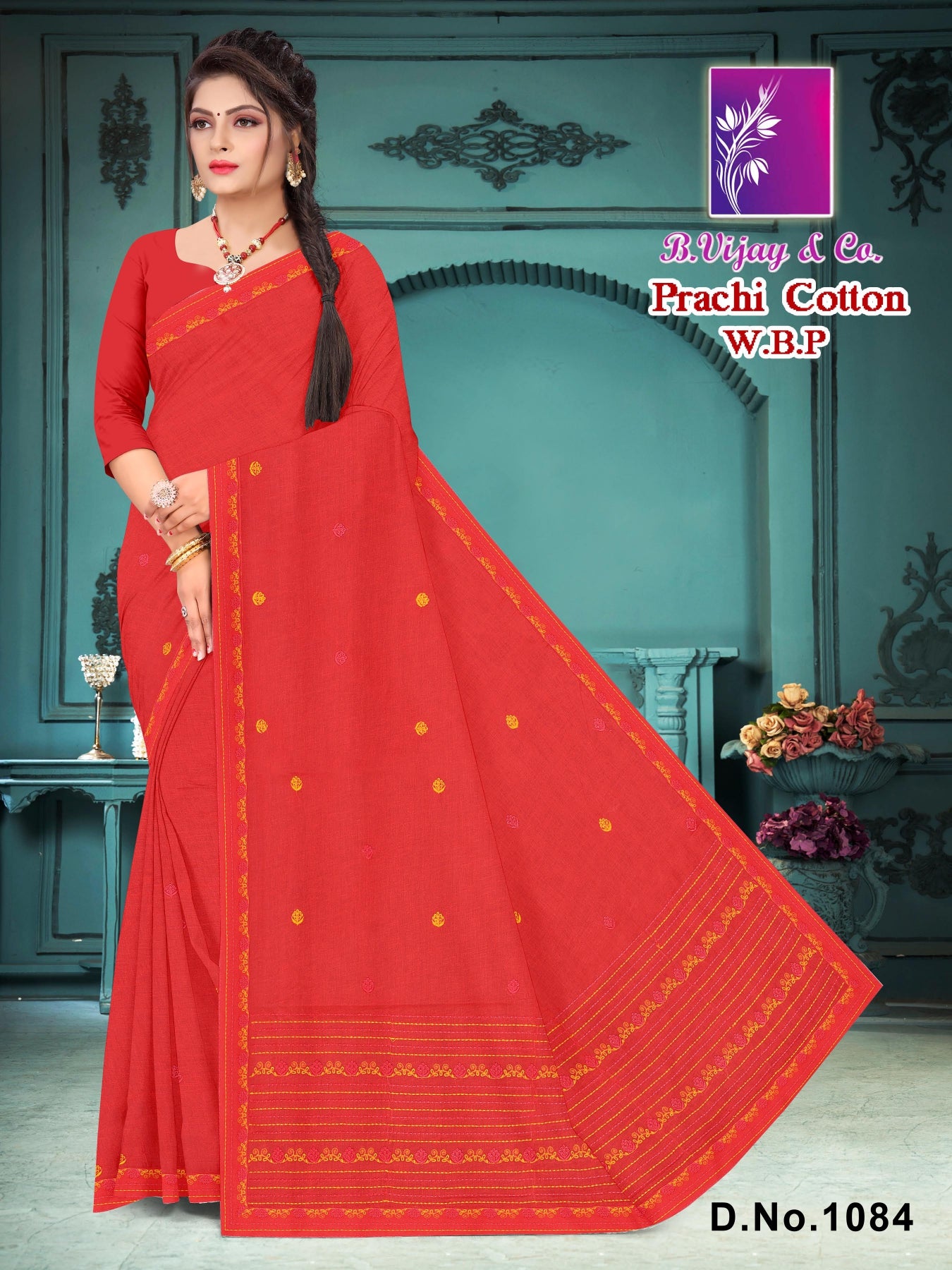 B. Vijay & Co. Prachi Cotton W.B.P Saree 8 Pcs Set -Pure Cotton Daily Wear Collection – M.R. Saree Emporium