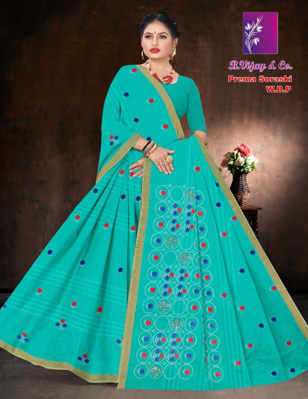 Prema Soraski W.B.P Cotton Saree with Elegant Work – 8 Pcs Set -M.R. Saree Emporium