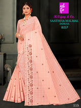 Saathiya Malmal Doriya W.B.P Cotton Saree – 6 Pcs Set -M.R. Saree Emporium